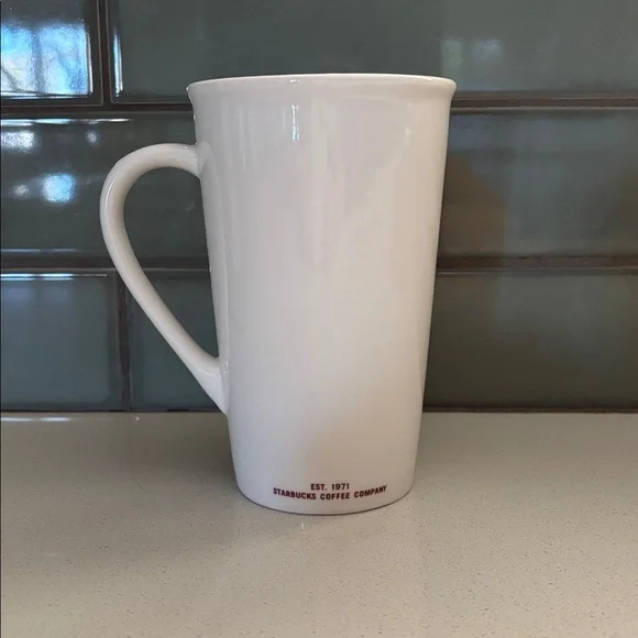 Starbucks VENTI 20 PUNCES White Mug with Red Accents - Picture 2 of 5